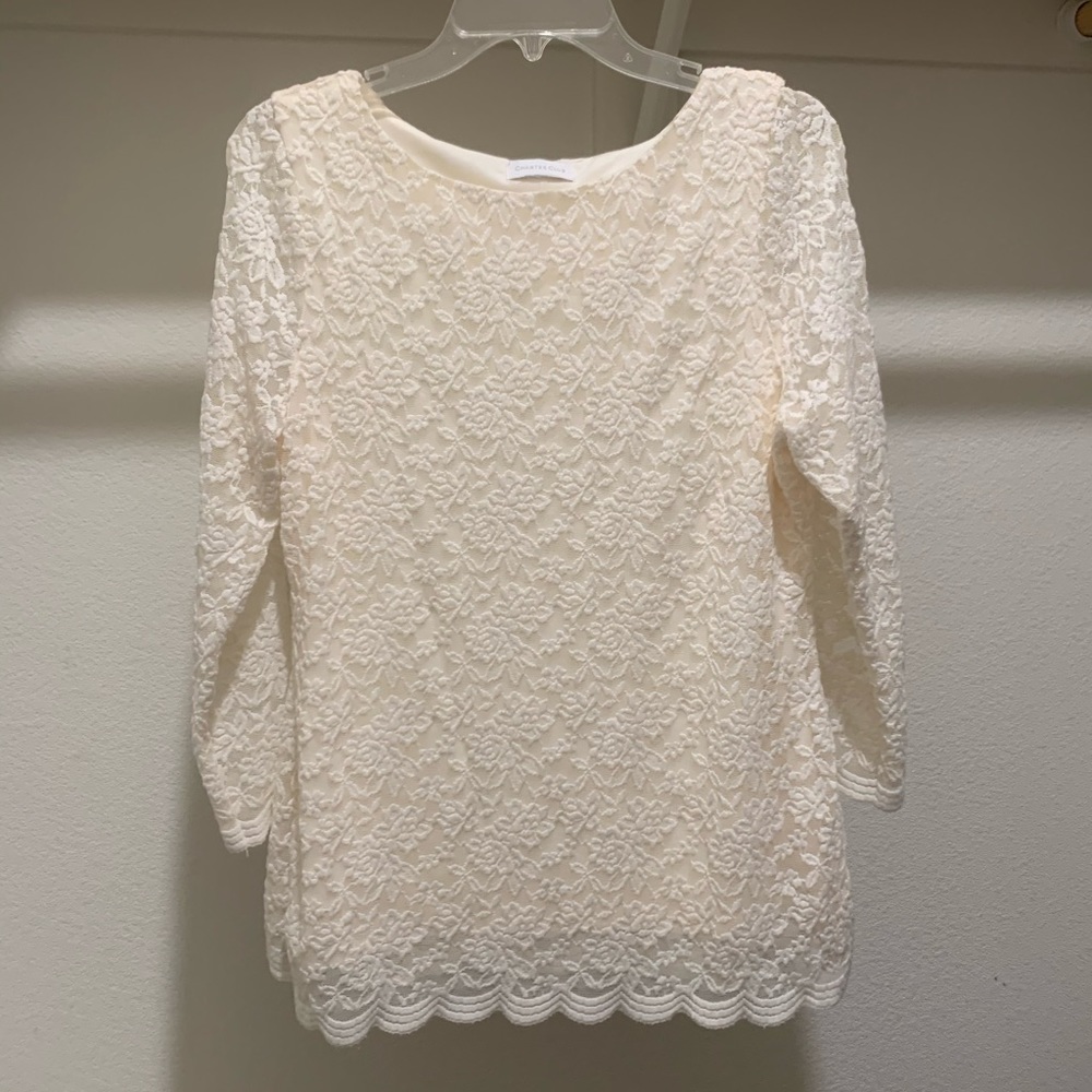 Charter Club 3/4 sleeve Lace Flower pattern top